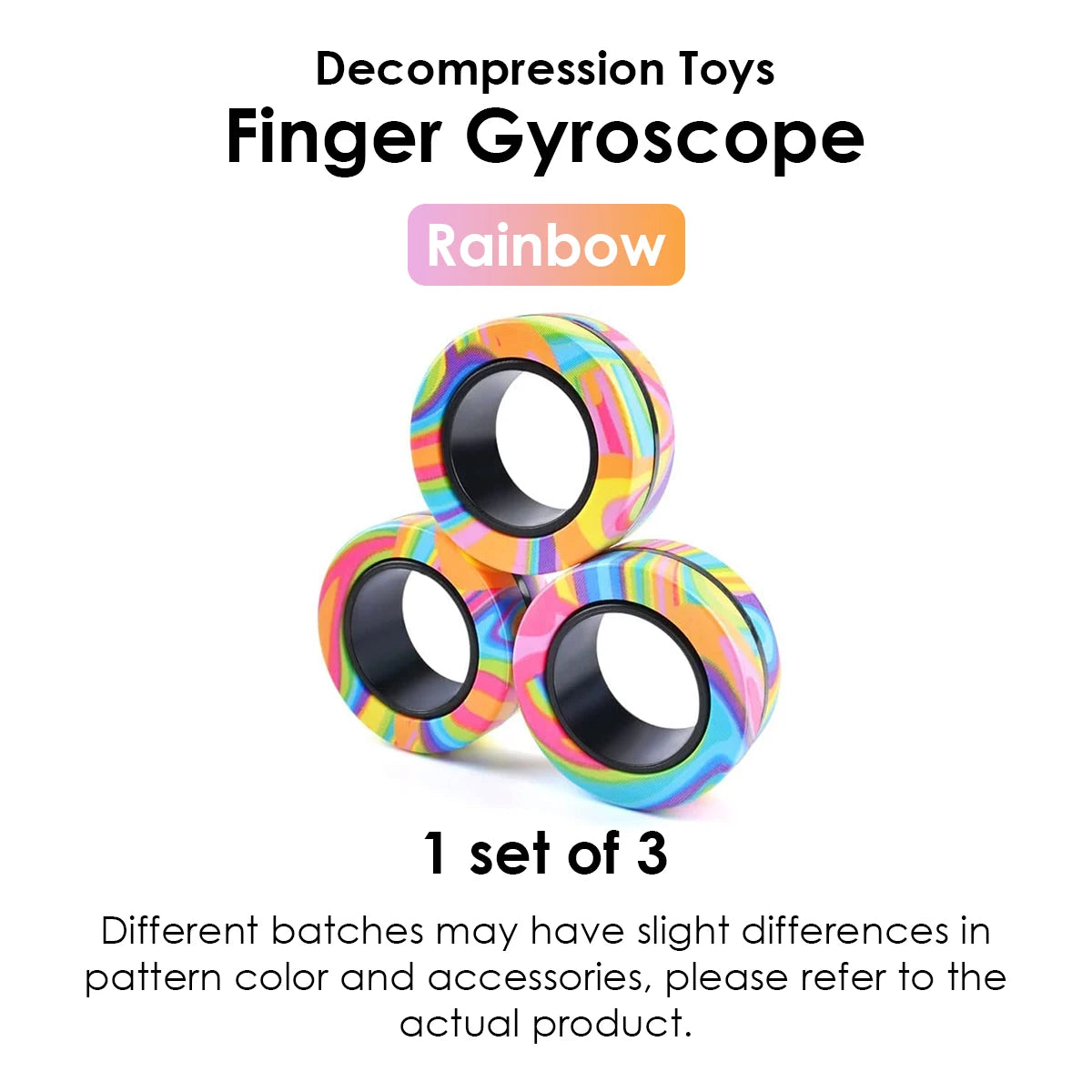 Magnetic Fidget Rings Set (3 PCS) – Spinner Stress Relief Toy for Adults & Kids