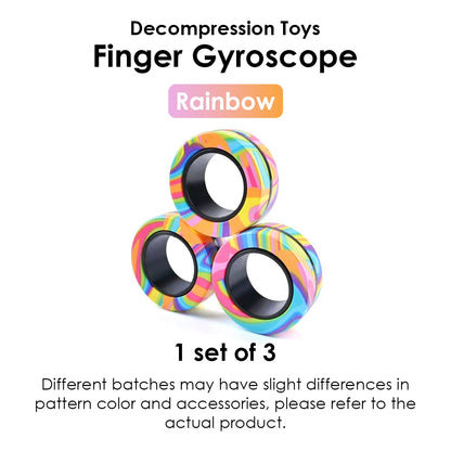 Magnetic Fidget Rings Set (3 PCS) – Spinner Stress Relief Toy for Adults & Kids
