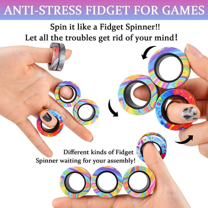 Magnetic Fidget Rings Set (3 PCS) – Spinner Stress Relief Toy for Adults & Kids