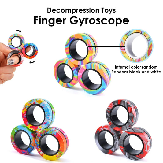 Magnetic Fidget Rings Set (3 PCS) – Spinner Stress Relief Toy for Adults & Kids