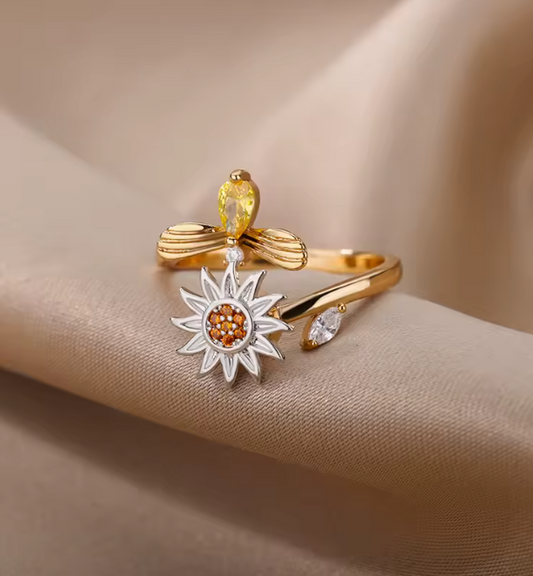 Sunflower Fidget Spinner Ring – Adjustable Anti-Anxiety Ring for Women